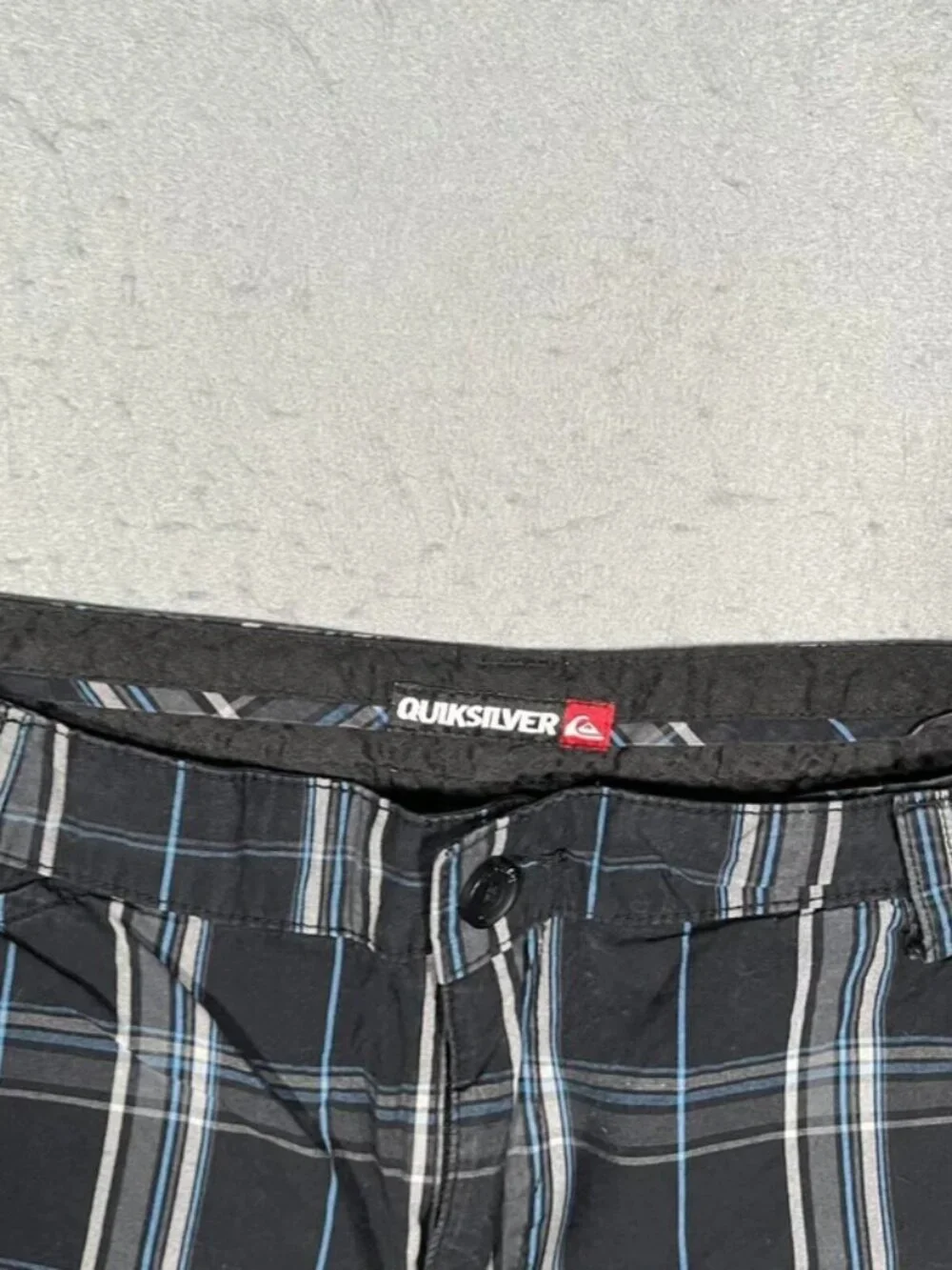 Quiksilver Dark Blue Chequered Chino Shorts Surf W34 I10